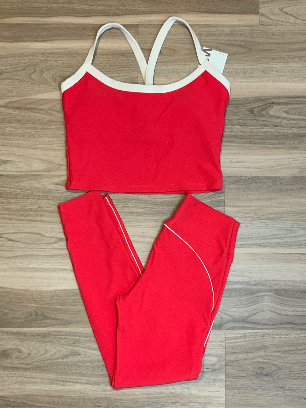 Wilo High-Waist Red Active Leggings with Matching Cropped Tank